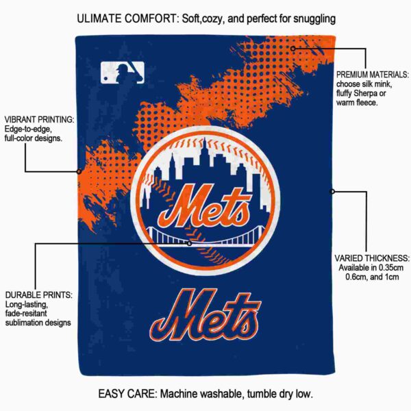 new york mets grunge texture blue blanket new arrival