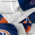 new york mets grunge texture blue blanket premium grade