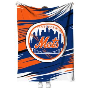 new york mets paint streaks blue white blanket best selling