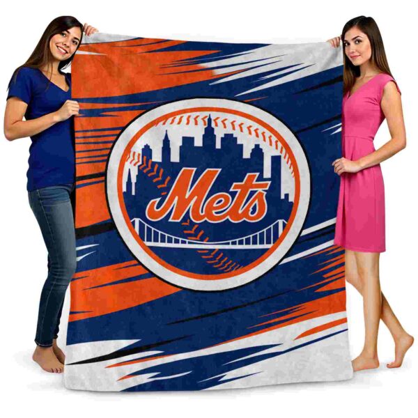 new york mets paint streaks blue white blanket fashion forward