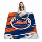 new york mets paint streaks blue white blanket high quality