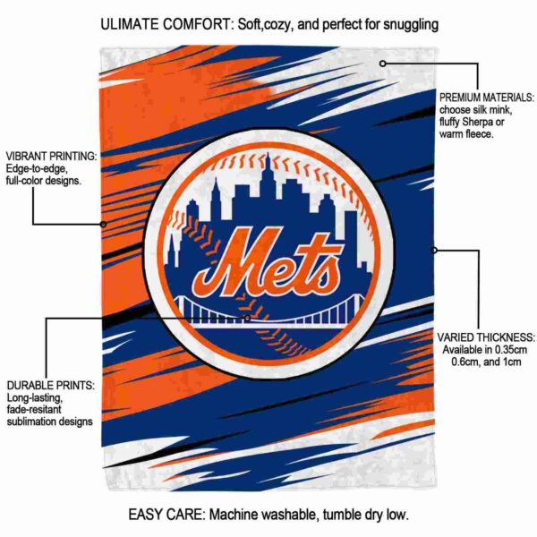 new york mets paint streaks blue white blanket new arrival