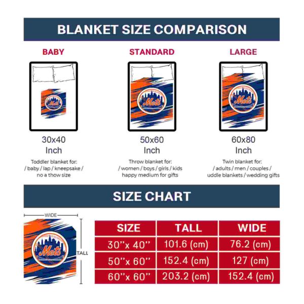 new york mets paint streaks blue white blanket trendy