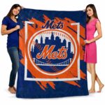 new york mets splatter effect blue blanket fashion forward