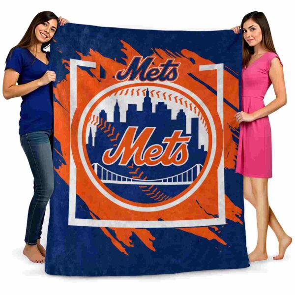 new york mets splatter effect blue blanket fashion forward