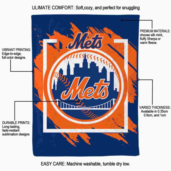 new york mets splatter effect blue blanket new arrival