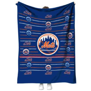 new york mets striped pattern blue blanket best selling
