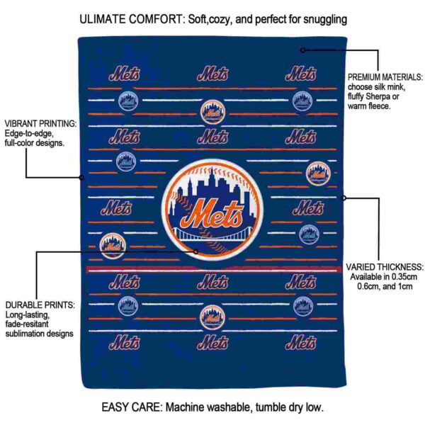 new york mets striped pattern blue blanket new arrival
