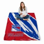 new york rangers brushstrokes blue white blanket high quality