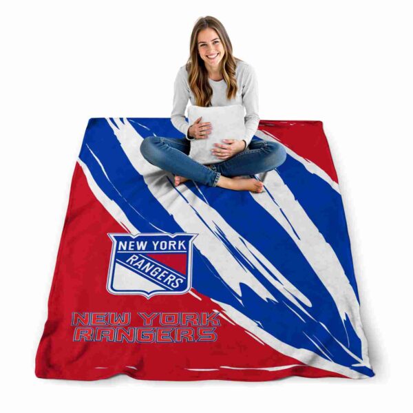 new york rangers brushstrokes blue white blanket high quality