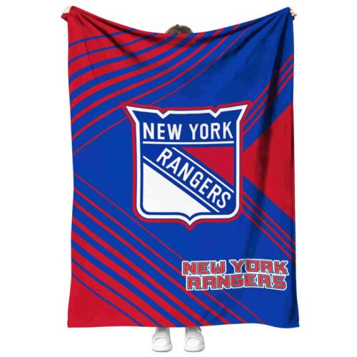 new york rangers diagonal stripes blue blanket best selling