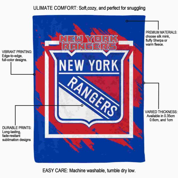 new york rangers splatter effect blue blanket new arrival