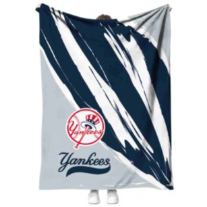 new york yankees brushstrokes navy white blanket best selling