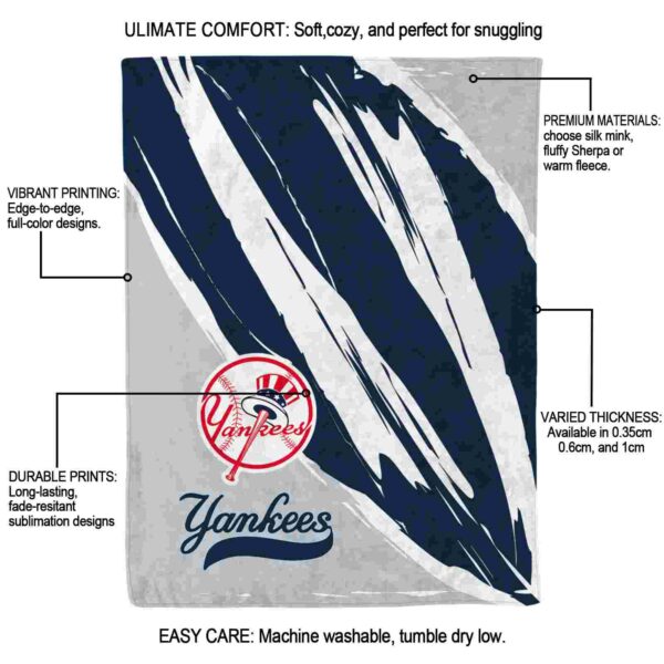 new york yankees brushstrokes navy white blanket new arrival