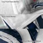 new york yankees brushstrokes navy white blanket premium grade