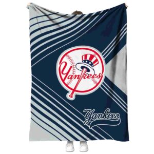 new york yankees diagonal stripes navy blanket best selling