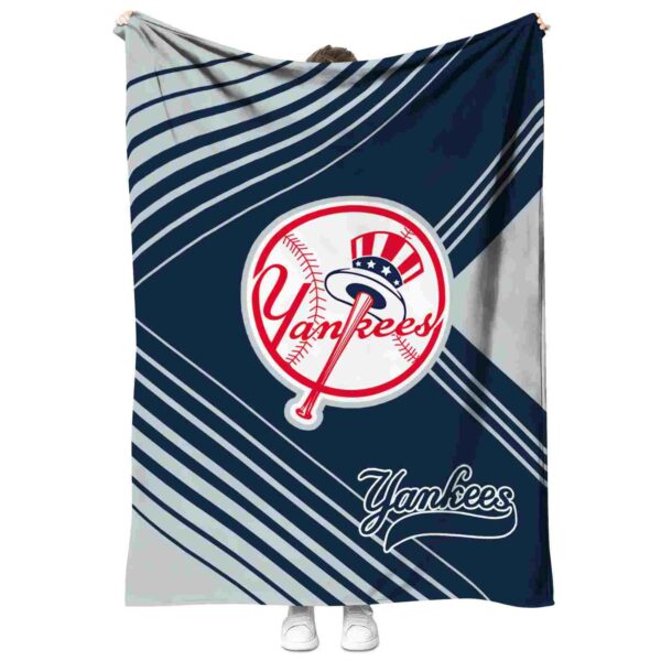 new york yankees diagonal stripes navy blanket best selling