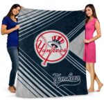 new york yankees diagonal stripes navy blanket fashion forward