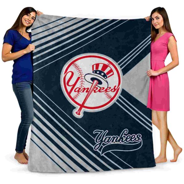 new york yankees diagonal stripes navy blanket fashion forward
