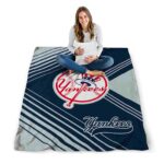 new york yankees diagonal stripes navy blanket high quality