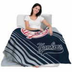 new york yankees diagonal stripes navy blanket latest model