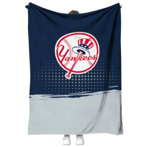 new york yankees gradient dots navy blanket best selling