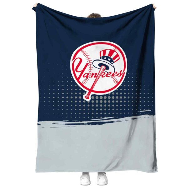 new york yankees gradient dots navy blanket best selling
