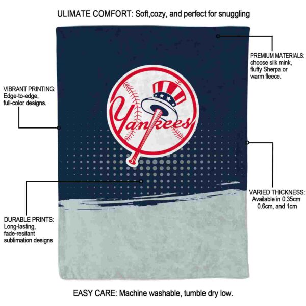 new york yankees gradient dots navy blanket new arrival