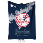 new york yankees grunge texture navy blanket best selling