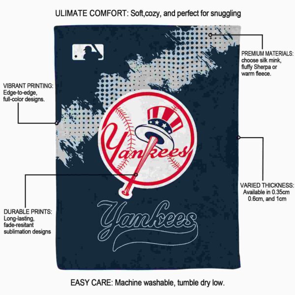 new york yankees grunge texture navy blanket new arrival