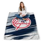 new york yankees paint streaks navy white blanket high quality