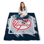 new york yankees splatter effect navy blanket high quality