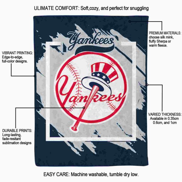 new york yankees splatter effect navy blanket new arrival