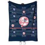 new york yankees striped pattern navy blanket best selling