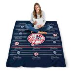 new york yankees striped pattern navy blanket high quality