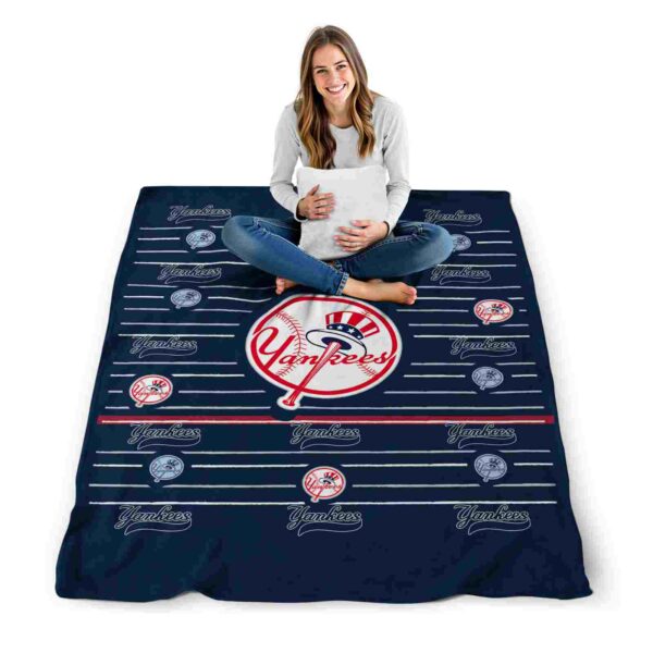 new york yankees striped pattern navy blanket high quality