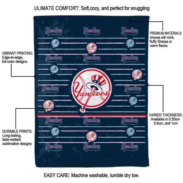 new york yankees striped pattern navy blanket new arrival