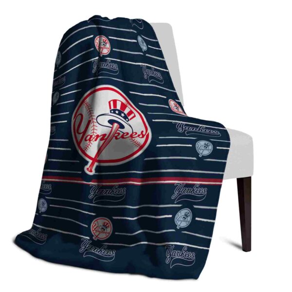 new york yankees striped pattern navy blanket top rated