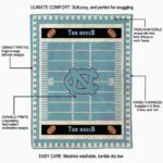north carolina tar heels football field light blue blanket best selling