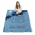 north carolina tar heels grunge texture light blue blanket best selling