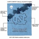 north carolina tar heels grunge texture light blue blanket best selling
