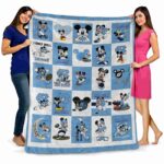 north carolina tar heels mickey minnie light blue white blanket best selling