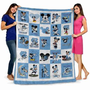 north carolina tar heels mickey minnie light blue white blanket fashion forward