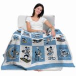 north carolina tar heels mickey minnie light blue white blanket best selling