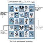 north carolina tar heels mickey minnie light blue white blanket best selling