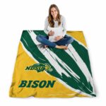 north dakota state bison brushstrokes green white blanket high quality