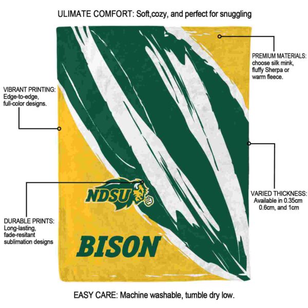 north dakota state bison brushstrokes green white blanket new arrival