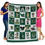 north dakota state bison mickey minnie green white blanket best selling