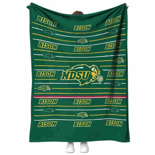 north dakota state bison striped pattern green blanket best selling