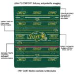 north dakota state bison striped pattern green blanket best selling